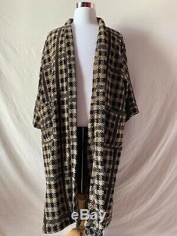 Mens VTG 80s PURITAN Houndstooth Brown Bath Robe, 1 size Fits All 100% Cotton