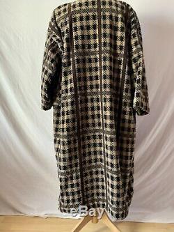 Mens VTG 80s PURITAN Houndstooth Brown Bath Robe, 1 size Fits All 100% Cotton