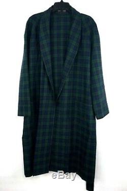 Mens Vintage Pendleton Robe 100% Virgin Wool Mallard Plaid Blue Green Bathrobe
