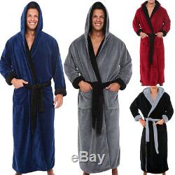 Mens Winter Lengthened Plush Shawl Bathrobe Home Sleepwear Robe Coat USA