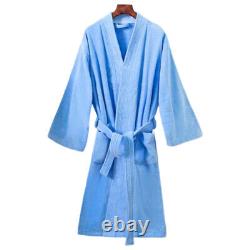 Mens Womens Bath Robe Towelling Soft Fleece Loose Lace Up Dressing Gown Bathrobe