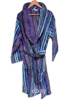 Missoni Bathrobe Gown Striped Cotton 100% Blue Size M 110cm Near mint