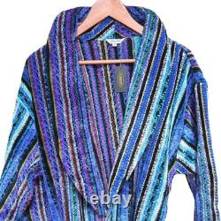 Missoni Bathrobe Gown Striped Cotton 100% Blue Size M 110cm Near mint