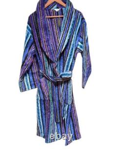 Missoni Bathrobe Gown Striped Cotton 100% Blue Size M 110cm Near mint