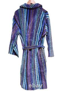 Missoni Bathrobe Gown Striped Cotton 100% Blue Size M 110cm Near mint