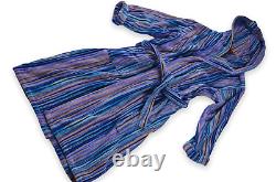 Missoni Bathrobe Terry Italy Blue Multicolour Hood Belt Men Size M