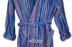 Missoni Bathrobe Terry Italy Blue Multicolour Hood Belt Men Size M