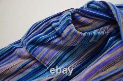 Missoni Bathrobe Terry Italy Blue Multicolour Hood Belt Men Size M