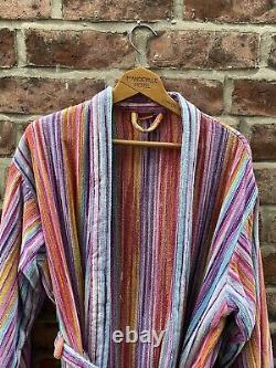 Missoni Classic Striped Belted Bathrobe Dressing Gown Size Large Towelling