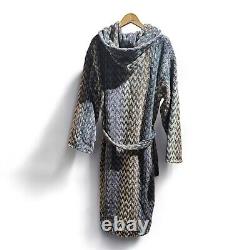 Missoni Mens Hooded Bathrobe Cotton Italy Robe Belt Coat Size L