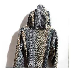 Missoni Mens Hooded Bathrobe Cotton Italy Robe Belt Coat Size L