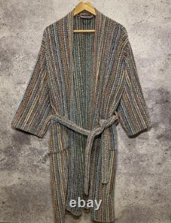 Missoni Milano Luxury Vintage Multicolor Terry Cotton Knit Pockets Bathrobe Sz L