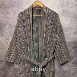 Missoni Milano Luxury Vintage Multicolor Terry Cotton Knit Pockets Bathrobe Sz L