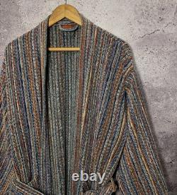 Missoni Milano Luxury Vintage Multicolor Terry Cotton Knit Pockets Bathrobe Sz L