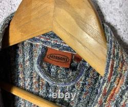 Missoni Milano Luxury Vintage Multicolor Terry Cotton Knit Pockets Bathrobe Sz L