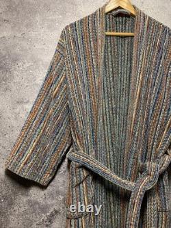 Missoni Milano Luxury Vintage Multicolor Terry Cotton Knit Pockets Bathrobe Sz L