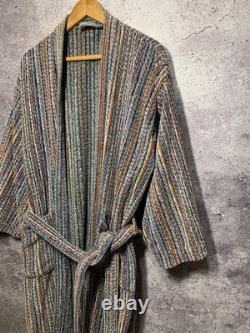 Missoni Milano Luxury Vintage Multicolor Terry Cotton Knit Pockets Bathrobe Sz L