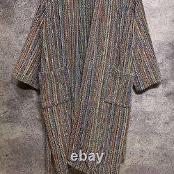 Missoni Milano Luxury Vintage Multicolor Terry Cotton Knit Pockets Bathrobe Sz L