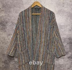 Missoni Milano Luxury Vintage Multicolor Terry Cotton Knit Pockets Bathrobe Sz L