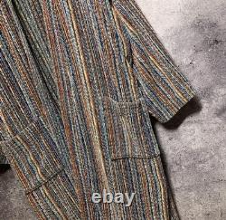 Missoni Milano Luxury Vintage Multicolor Terry Cotton Knit Pockets Bathrobe Sz L