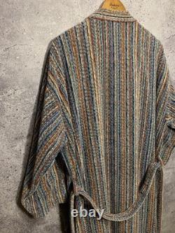 Missoni Milano Luxury Vintage Multicolor Terry Cotton Knit Pockets Bathrobe Sz L