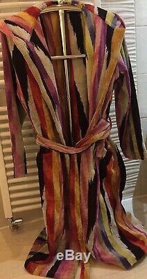 Missoni Stripe Hooded Bathrobe Robe Dressing Gown 100% Cotton Unisex Xs /x Small