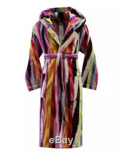 Missoni Stripe Hooded Bathrobe Robe Dressing Gown 100% Cotton Unisex Xs /x Small