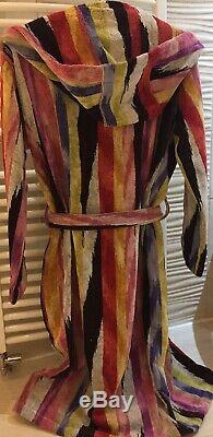 Missoni Stripe Hooded Bathrobe Robe Dressing Gown 100% Cotton Unisex Xs /x Small