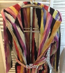 Missoni Stripe Hooded Bathrobe Robe Dressing Gown 100% Cotton Unisex Xs /x Small