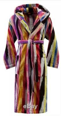 Missoni Stripe Hooded Bathrobe Robe Dressing Gown 100% Cotton Unisex Xs /x Small