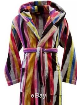 Missoni Stripe Hooded Bathrobe Robe Dressing Gown 100% Cotton Unisex Xs /x Small