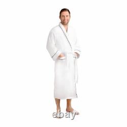 Mitre Heritage Ambassador Spa Bathrobe with Slate Piping in White Velour L