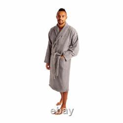 Mitre Luxury Curzon Bathrobe grey 100% Cotton Towelling in Grey Large