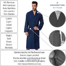 Morgenstern Dressing Gown Men Long Kimono Travel Bathrobe XL, Blue