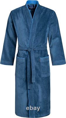 Morgenstern Dressing Gown Men Luxury Cotton Velour Robe Terry Long XXL, Blue