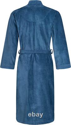 Morgenstern Dressing Gown Men Luxury Cotton Velour Robe Terry Long XXL, Blue