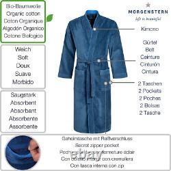 Morgenstern Dressing Gown Men Luxury Cotton Velour Robe Terry Long XXL, Blue