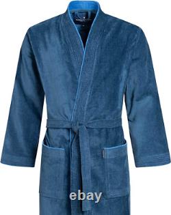 Morgenstern Dressing Gown Men Luxury Cotton Velour Robe Terry Long XXL, Blue