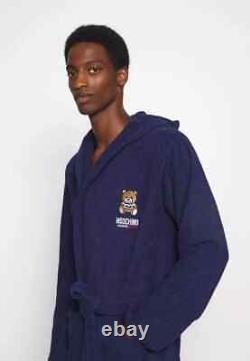 Moschino Teddy-Motif Bathrobe/Dressing Gown in Navy Blue Size M RRP £200
