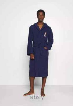 Moschino Teddy-Motif Bathrobe/Dressing Gown in Navy Blue Size M RRP £200