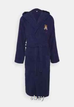 Moschino Teddy-Motif Bathrobe/Dressing Gown in Navy Blue Size M RRP £200