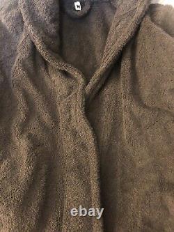 NEW$200 Tekla Unisex Organic Cotton Hooded Bath Robe Medium Color Ash Black Gray