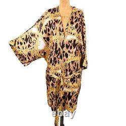 NEW $2195 VERSACE Unisex Barocco Animalier Belted Kimono SILK BATH Dressing ROBE