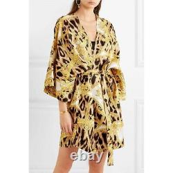 NEW $2195 VERSACE Unisex Barocco Animalier Belted Kimono SILK BATH Dressing ROBE