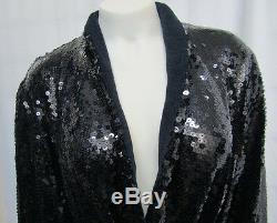 NEW Chanel 2008 Unisex Sequin Bathrobe Coat Navy Blue 2 S Small Cotton Blend