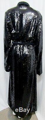 NEW Chanel 2008 Unisex Sequin Bathrobe Coat Navy Blue 2 S Small Cotton Blend