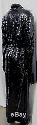 NEW Chanel 2008 Unisex Sequin Bathrobe Coat Navy Blue 2 S Small Cotton Blend