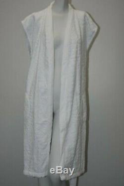 NEW Frette OLANDA Textured Velour Terry Sleeveless BATH Robe SOPHISTICAT White L