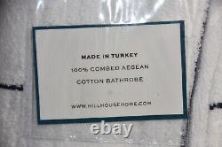 NEW Hill House Men's Bath Terry Robe White w Navy Aegean Cotton Belt S M