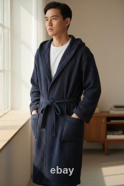 NEW Huckberry x Onsen Supima Cotton Large Waffle Bath Robe Luxurious Navy Unisex